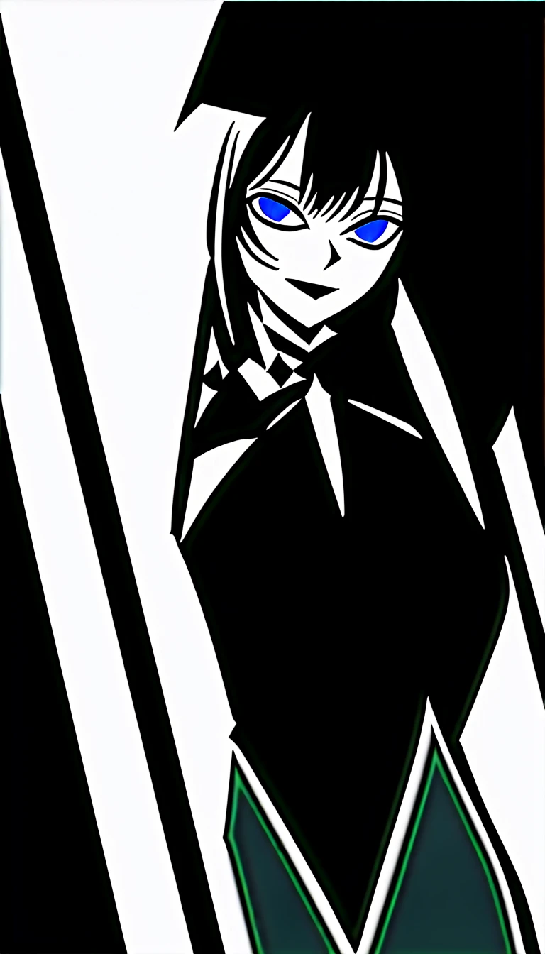 (high quality, 8k, 4K, high contrast, artwork:1.2, high quality, best aesthetics), (dynamic angle), ((1 woman)), erotic, sensual, mature body, super detailed, beautiful face detailed, beautiful eyes detailed, detailed beautiful mouth, sexy body, perfect breats, perfect wide thighs, (long straight brown hair), (blue eyes), (calm expression), (piercing gaze), (black lipstick), (black eyeshadow), (black eyeliner), (wearing a black leather swimsuit), (black bow tie), (black top hat), (exposed thighs), (standing), (centered), (looking at viewer), (inside a security room)