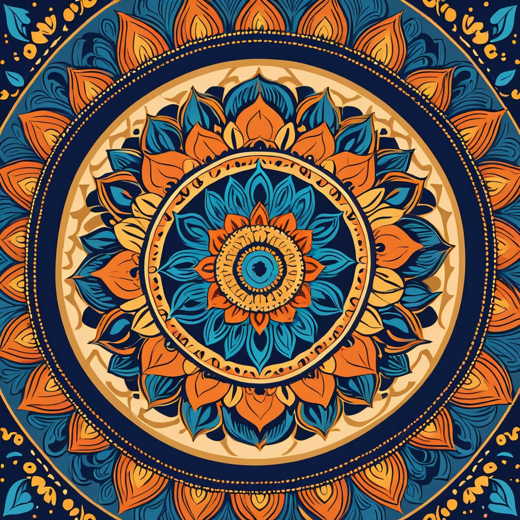 colorful mandala, intricate details, vector graphics, strong contours