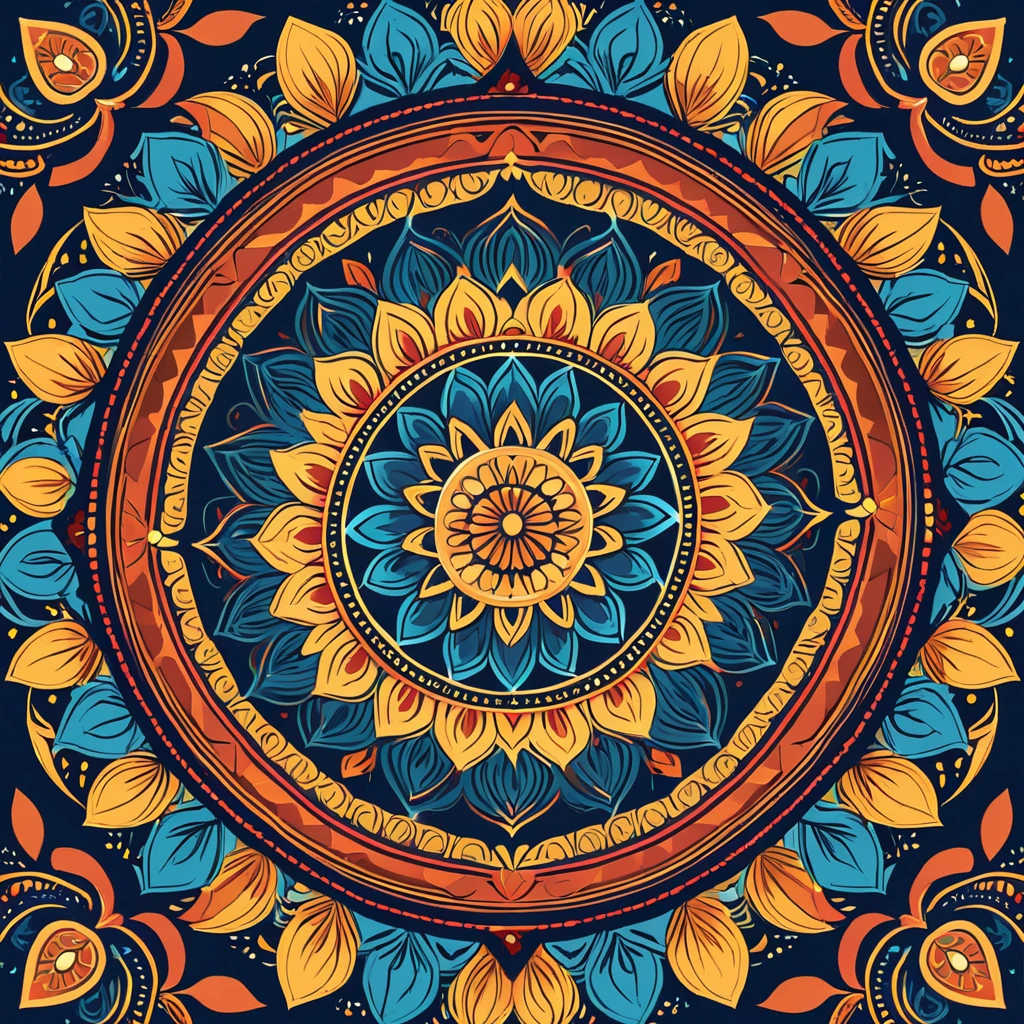 colorful mandala, intricate details, vector graphics, strong contours
