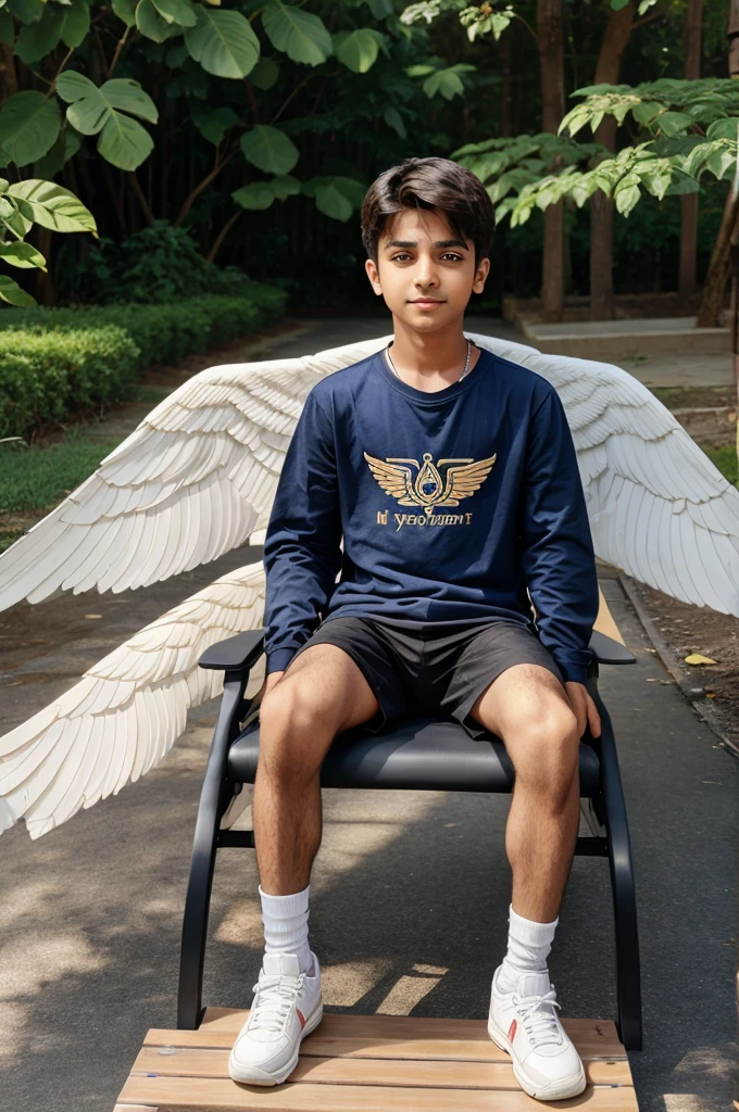 Make an Aİ generated boy photo named ayush sitting on wings chair