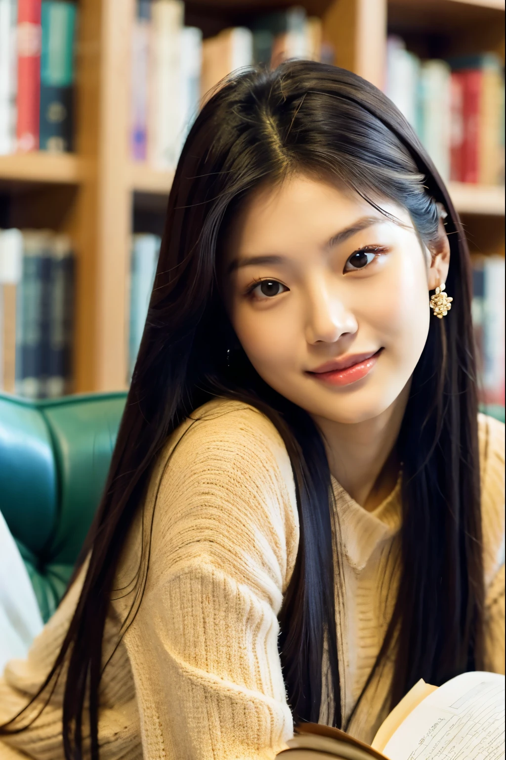 a close up of a woman sitting on a chair with a book, blackpink jennie, beautiful south korean woman, jossi of blackpink, jaeyeon nam, cute korean actress, bae suzy, gorgeous young korean woman, female actress from korea, beautiful young korean woman, jinyoung shin, ruan jia beautiful!, wan adorable korean face, portrait of jossi of blackpink