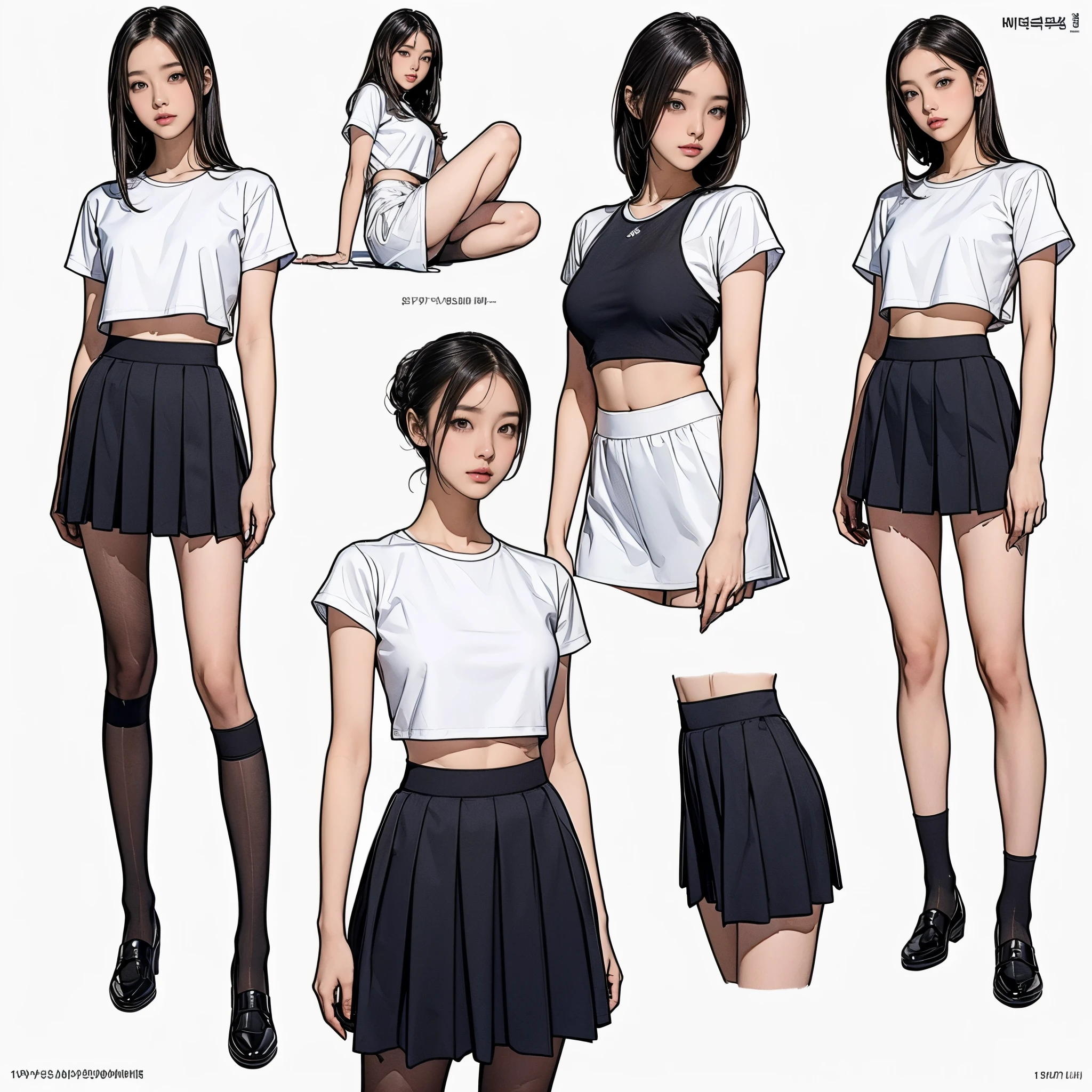 ((masterpiece)),(((Highest quality))),((Character design sheet)),Thin thighs,Long legs,An 18-year-old high school girl standing on the school steps,White shirt,Blue and red plaid mini skirt:1.5,The best smile,White panties:1.5，Short-cut blonde:1.5，short side waves，Carrying a black backpack，Butt Exposure，wear black loafers，