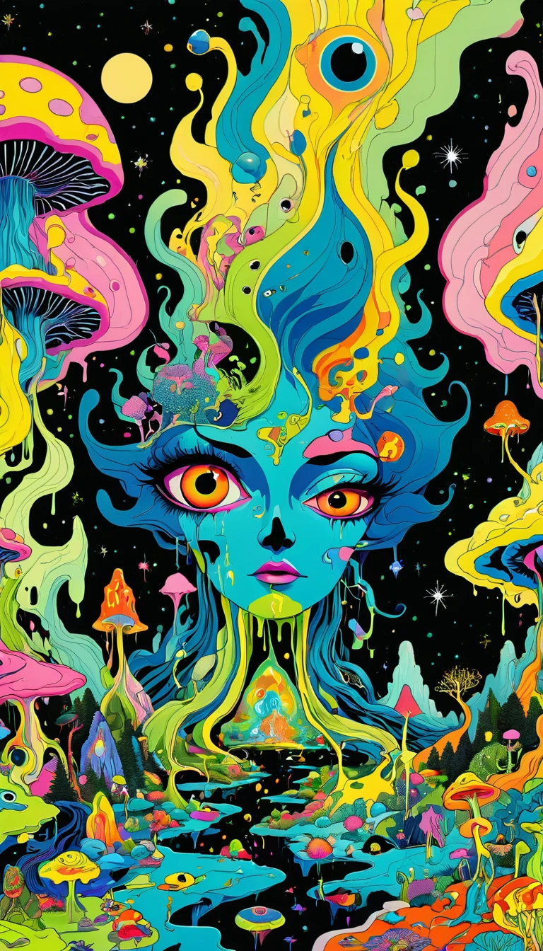 Psychedelic Abstract Art, puzzling, melt, Bright colors, Michael DeForge (Michael Deforge) Inspired by Pop Art, Mumford, tumblr, Psychedelic Art, Psychedelic illustration, Psychedelic Trip, Psychedelic Trip, retro Psychedelic illustration, Psychedelic Art style, psychedelic style, Surreal psychedelic design, LSD Trip, Psychedelic Fever Dream, psychedelics, Shaman horror LSD art, psychedelics