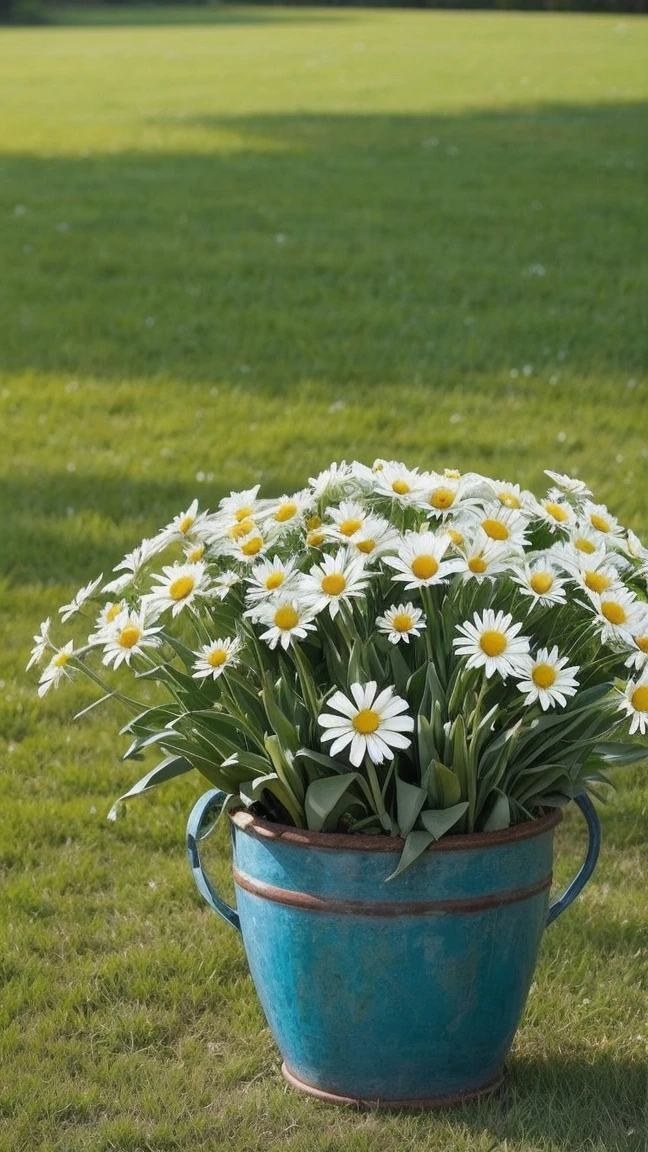 make a spread of different types of flowers, like roses, tulips and daisies. Join them as if they were a single plant