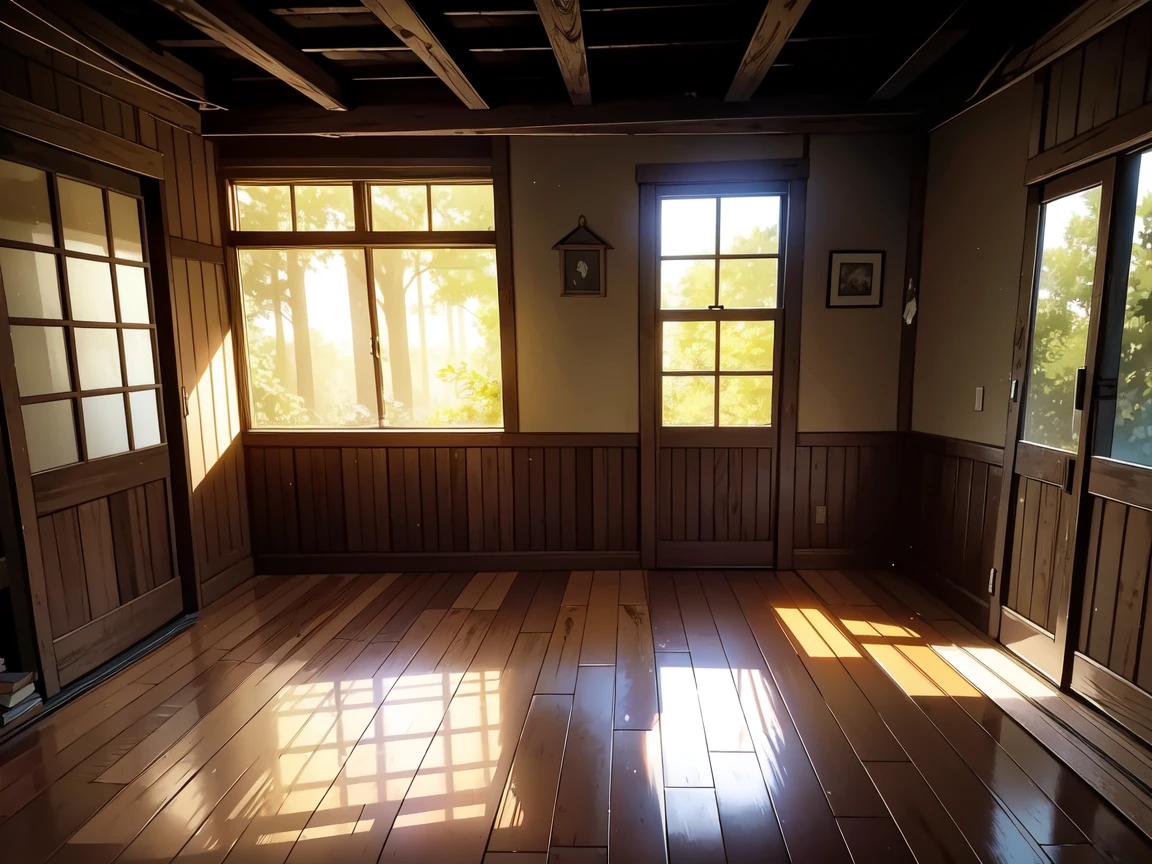 A nostalgic scene unfolds: a weathered log cabin, once home to tales of adventure, now stands on the brink of demolition in rural Mississippi. The faded photo of two mischievous boys, reminiscent of Tom Sawyer and Huckleberry Finn, hangs crookedly on a corkboard, surrounded by peeling wallpaper. Sunlight filters through the dusty windows, casting a warm glow on the worn wooden floorboards. In the background, tall trees sway gently in the breeze, their branches like nature's own illustration. As you reminisce, the sepia-toned hues of your childhood memories come alive behind closed eyes: the thrill of exploration, the rush of excitement, and the warmth of a bygone era.