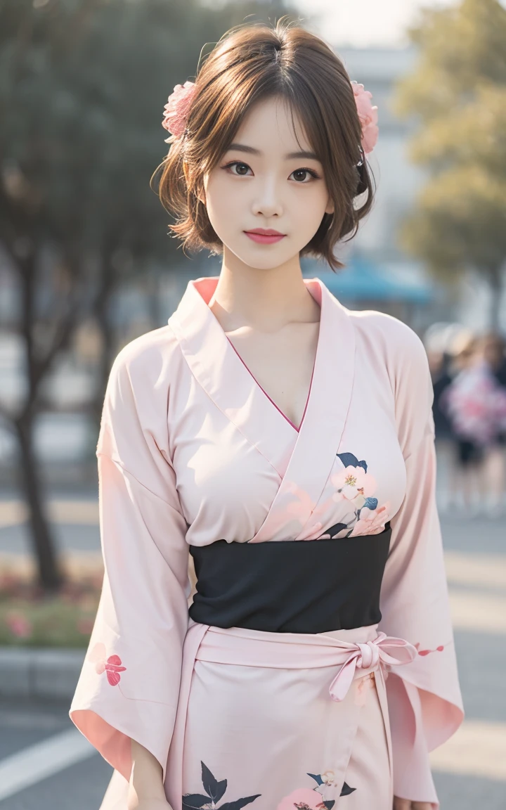 (8K、RAWphotograph、Highest quality、masterpiece:1.2),(Long Bob Cut),Looking at the audience,Viewed from the front,Sexy pose, strong,erotic,student,White skin,knees,Absurd,Small face,前hairを真ん中から分けます、The forehead is visible,(Be embarrassed,Squint your eyes,Glare,strong,skinny,skinny,Irritated)、masterpiece,Highest quality、Ultra-high resolution,One person, One personで,Close-up shot、cute、Return to student,(A pure pink floral yukata:1.5),high school girl,Japanese women,Are standing,(Photorealistic:1.37)、Photon Mapping,Realistic、cuteSmall face,Brown eyes、prospect、Written boundary depth、Blurred Background、photograph,girl、(前hairが見える), hair, kneesが見える,Light clothing,, thigh,Nogizaka idol, actress、Natural Breasts、Cleavage、Super quality、Low people、(Skin with visible pores:1.2)、(Focus on the face)、Check and correct the garment construction
