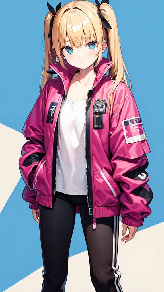 、Twin tails、cool、Jacket、whole body、Are standing、Unbuttoned