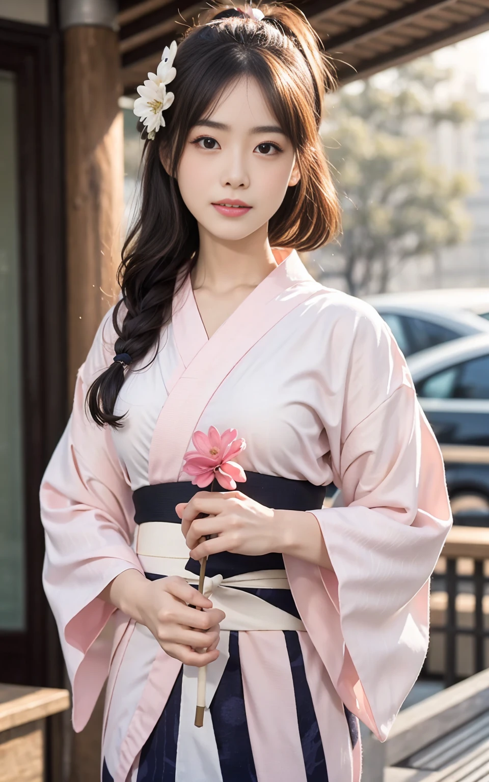 (8K、RAWphoto、best quality、masterpiece:1.2),(Long Bob hairstyle),Looking at the audience,From the front,Sexy pose, Strong,,student,White skin,knee,absurd,Small face,前hairを真ん中から分けます、The forehead is clearly visible,(Feeling embarrassed,Squint your eyes,glare,Strong,Skinny,Skinny,angry)、masterpiece,best quality、Ultra-high resolution,one person, one personで,close up、Lovely、Return to student,(Pure pink flower yukata:1.5),high school girl,Japanese women,Standing,(Reality:1.37)、Photon Mapping,Practical、LovelySmall face,Brown eyes、prospect、Written border depth、Blurred background、photo,girl、(前hairが見える), hair, kneeが見える,Light clothing,, thigh,Nogizaka Idol, actor、natural breast、cleveage、Super quality、Low class people、(Visible skin pores:1.2)、(Focus on the face)、Check and correct garment construction