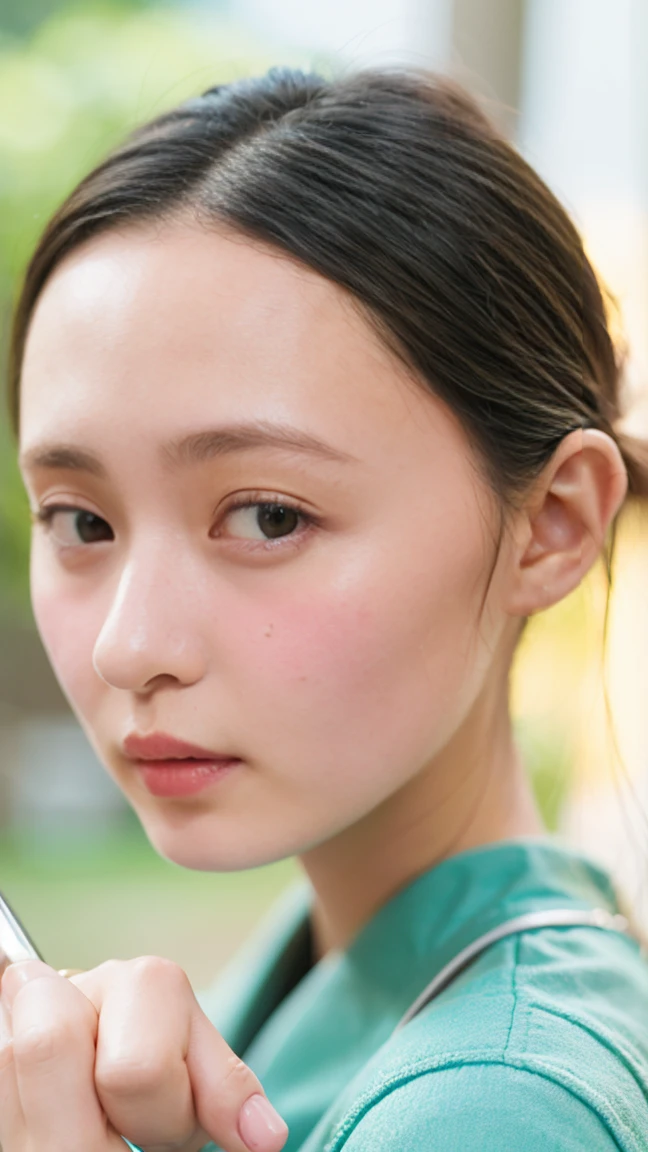 20 year old cute Japan woman, ((Extremely precise and accurate anatomy:1.0)), (photo Realistic:1.4), (hyper Realistic:1.4), (最高品質のRealisticな肌の質感:1.4), (Improvement of quality:1.4), (Enhances the beauty of skin texture:1.1), clean and glowing skin, mesh, thin:1.2, (Realistic:1.3), Realisticなライティング, (Smoother lighting:1.05), (Improving the quality of cinema lighting:0.9), Backlight, A gentle light that illuminates the face, Ray Tracing, (Bright light:1.2), 32k, One Japanese woman, fine grain, Detailed face, (Film Grain:1.1), (Natural smile:0), (Accentuates body lines:1.1), High resolution, Natural look, Kind eyes, Enhances hair texture, Delicate light and shadow, Clear skin, Graceful Pose, Beautiful Eyes, Sharp details, Soft light reflection, Beautiful contours, Delicate skin tone, Fine hair texture, Natural background, Natural poses in everyday situations, Lora Style