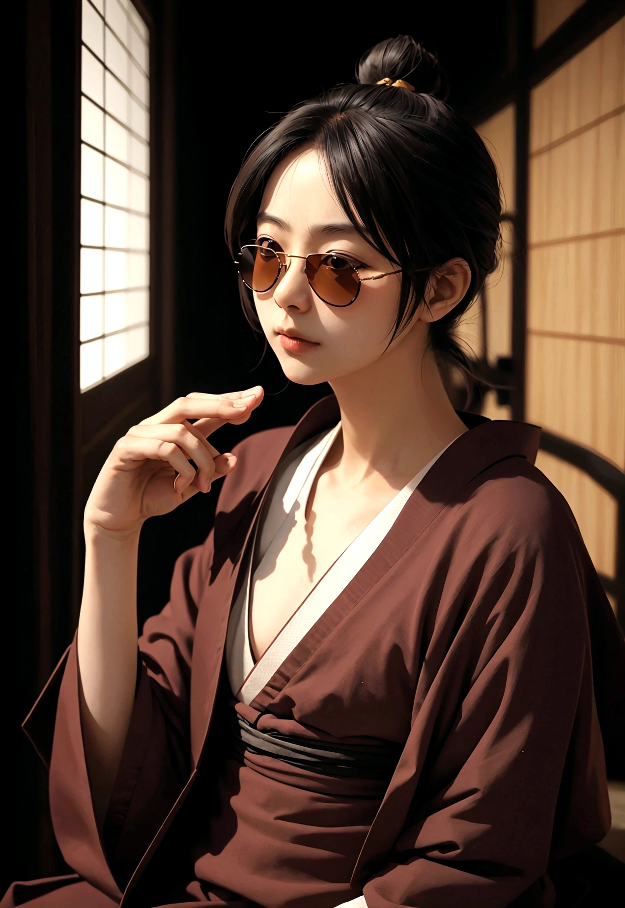 Japanese monk、Small、Expert、strongest、sunglasses