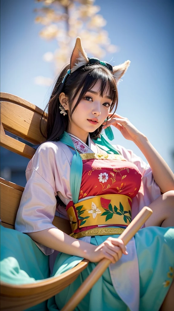 (yinchuan:1.5), close-up, masterpiece, best quality, raw photo, photorealistic, big breasts, beautiful face, soft smile, 20 year old girl, light pink yukata, floral yukata, sitting on a chair, pretty legs visible, night, depth of field, high resolution, ultra detail, fine detail, highly detailed, very detailed eyes and face, sharp pupils, realistic pupils,