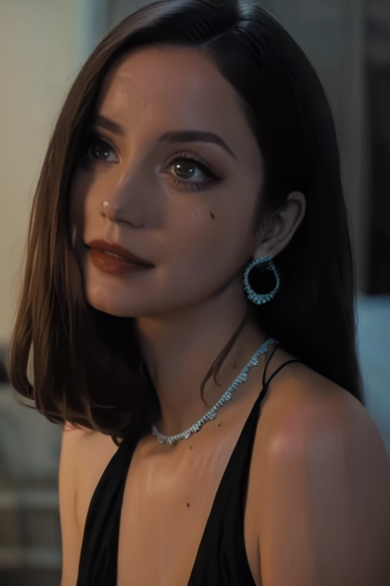 anna1,1girl, solo, (realistic),(hyperrealism),(best quality),(masterpiece),(ultra high res),(photorealistic),(film grain),(underwear , pov , close view , looking at viewer milf),eye makeup,detailed eyes,detailed bedroom , smile ,