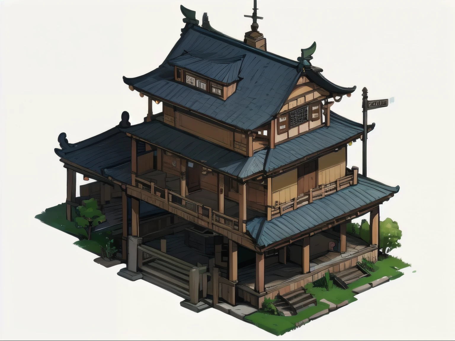 Isometric Chinese style building,houses