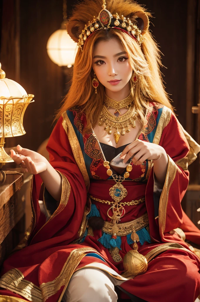 Lion in costume Dressed as a fortune teller