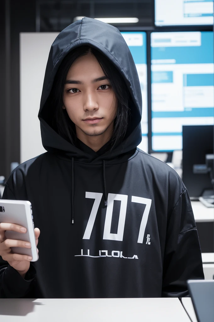 Hacker with shirt saying 777