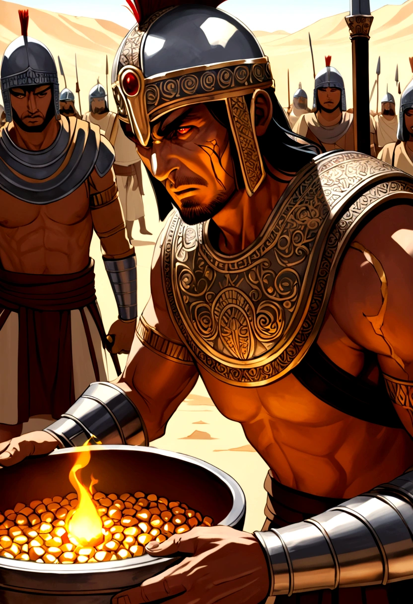 "A detailed image of Parthian soldiers preparing to execute Crassus, holding a container of molten gold. Crassus has a look of terror and desperation on his face."
Size: "1024x1024"