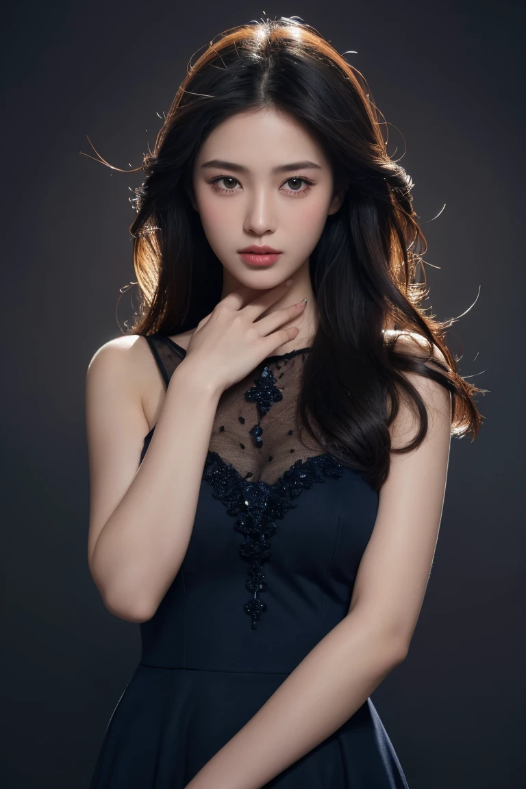 araffe asian woman in a black top and skirt posing for a picture, gorgeous chinese model, dilraba dilmurat, ruan jia beautiful!, full body xianxia, sha xi, inspired by Dai Xi, gorgeous young korean woman, xintong chen, jia, traditional beauty, Cai Xukun, beautiful south korean woman, tube-top dress