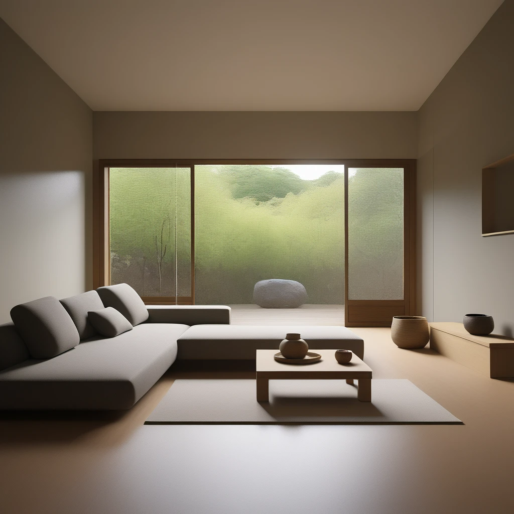 cinematic photo,mrares, ((wabi-sabi style:1.5)), (wabi-sabi_style:1.5), (Zen:1.5),(wabi-sabi elements:1.3), traditional living room, simple style, living room, home, wooden floor, there is a sofa placed in the space, wide angle,long-focus,depth of field, . 35mm photograph, film, bokeh, professional, 4k, highly detailed
