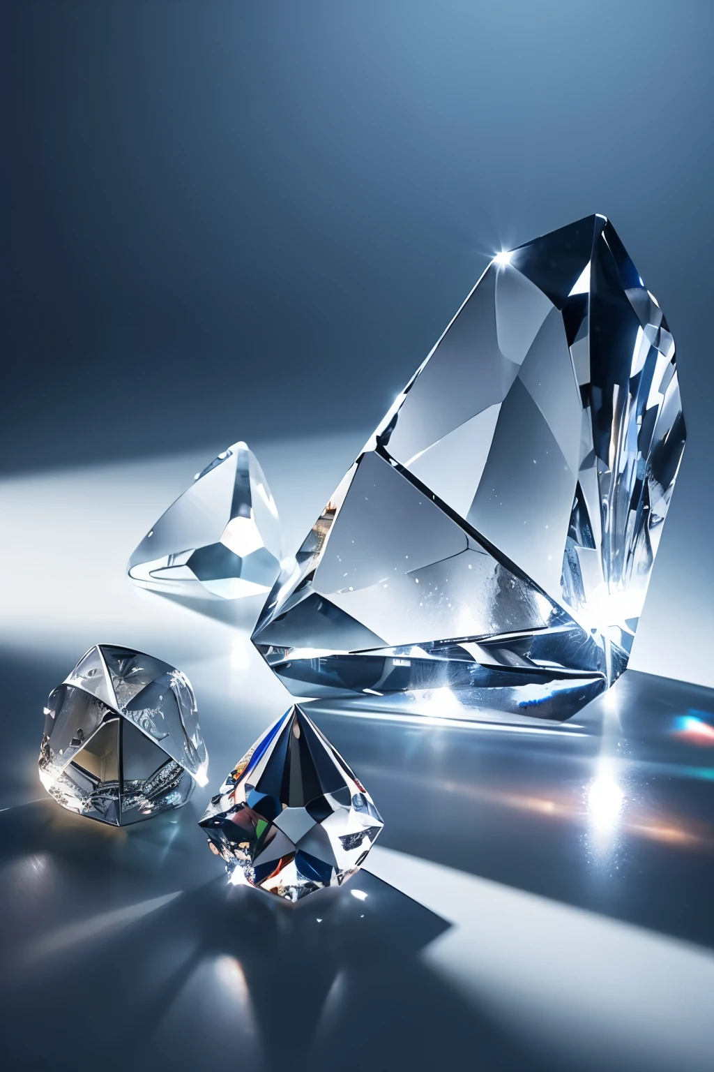 Crystal, real facets, light and shadow