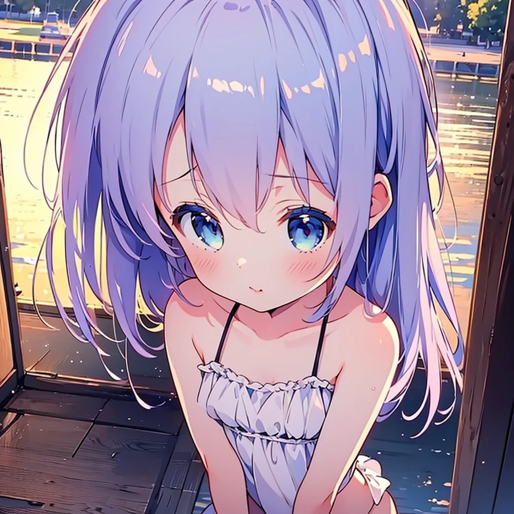 ((masterpiece)), ((Best Quality)), (Ultra-detailed), Anime style, Cute , 1girl in, Solo, 8k , young girl , flat chest , shy girl , swimsuit , sexy body 