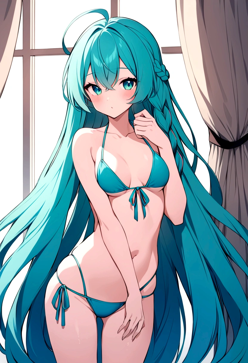 Hatsune miku (w/ very long hair) bikini, Braid half of your hair