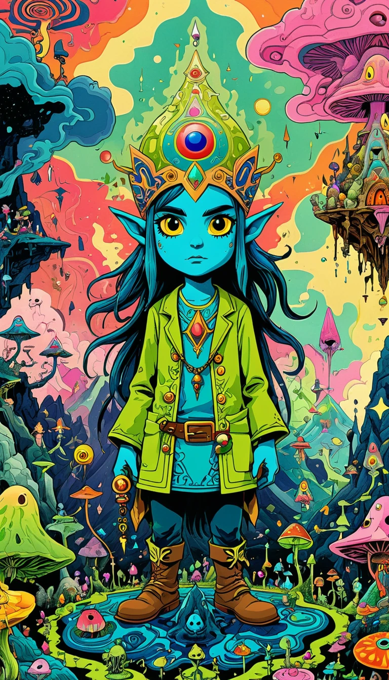 whole body, The Legend of Zelda game characters, Zelda Comics, man, Zelda character ff, Ian Mack's style, Chen Taimei, Fashionable clothing design, Horror Dungeon Description, Jean Baptiste Monge, academia,Psychedelic Abstract Art, puzzling, melt, Bright colors, Michael DeForge (Michael Deforge) Inspired by Pop Art, Mumford, tumblr, Psychedelic Art, Psychedelic illustration, Psychedelic Trip, Psychedelic Trip, retro Psychedelic illustration, Psychedelic Art style, psychedelic style, Surreal psychedelic design, LSD Trip, Psychedelic Fever Dream, psychedelics, Shaman horror LSD art, psychedelics