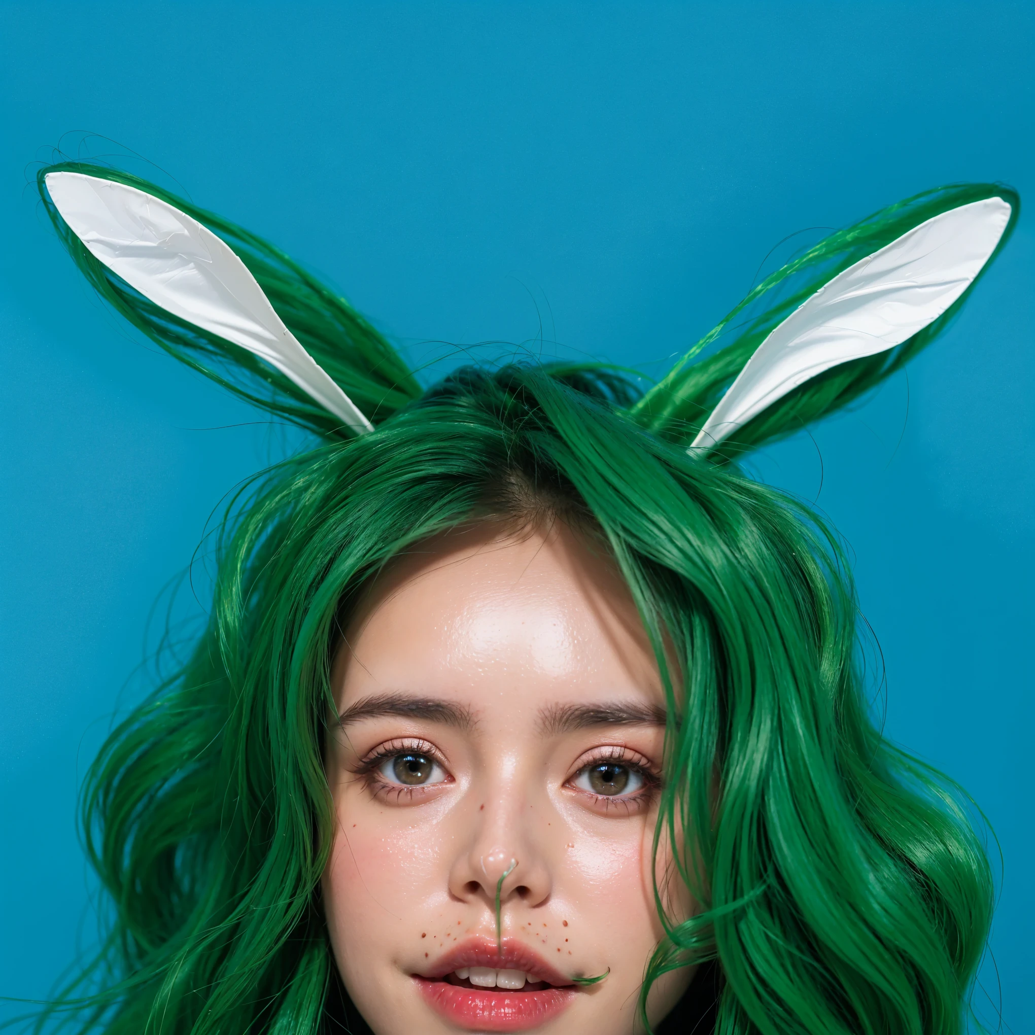 This image features a  dressed in a vibrant green outfit, symbolizing energy and youthful vibrancy. The outfit includes a textured white chest piece resembling a fluffy bunny's belly, adding a playful and imaginative touch to the ensemble. The  is holding a bright yellow lightning bolt, further emphasizing the dynamic and energetic theme. The green attire is rich in color and matches the child's curly green hair, suggesting a coordinated and thoughtfully designed costume that might be part of a performance or a festive celebration. The solid bright blue background contrasts sharply with the green, making the outfit and the lightning bolt stand out prominently, focusing attention on the child's midsection and the items they are presenting. This setup captures a moment of playful creativity, showcasing a costume that is both f The bright blue background complements her vivid attire and cheerful demeanor, creating a cohesive and eye-catching visual. This portrayal captures the essence of a character full of life, joy, and a touch of whimsy. 3d model, multiple light sources, rim light, sharp post broken glass magic ball of turquoise color with fragments lying nearby frame above from above on a white background effects render, (glossy plastic texture with multiple big light probe refractions), perfect cgi, smooth silhouette, high intensity refraction, (super glossy plastic material), most beautiful vfx, , realistic, 4k, high resolution, rim light, smooth 3d model, multiple light sources, rim light, sharp post effects render,, realistic, 4k, high resolution, rim light detailed digital art, reflective, best quality, 4k, masterpiece:1.2, ultra-detailed, realistic, vivid colors, The image of the highest quality, ensuring every detail showcased perfectly. It in 4k resolution, allowing viewers to immerse themselves in the richness of the colors and intricate details. The realistic rendering. under the spotlight, reflecting, high-resolution image, realistic rendering