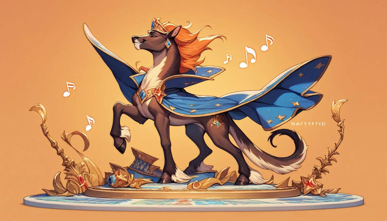 ((best quality, masterpiece)), simple, Orange background, (only one white musical note)