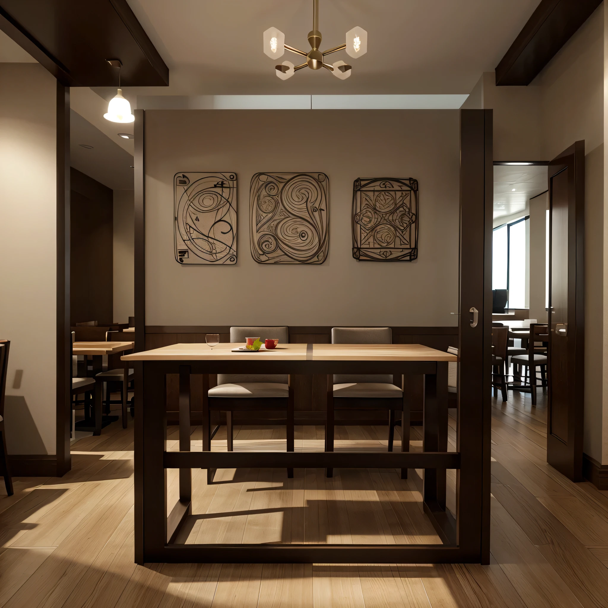 Professional one-dimensional rendering of partition plates with drawing design to separate restaurant tables
