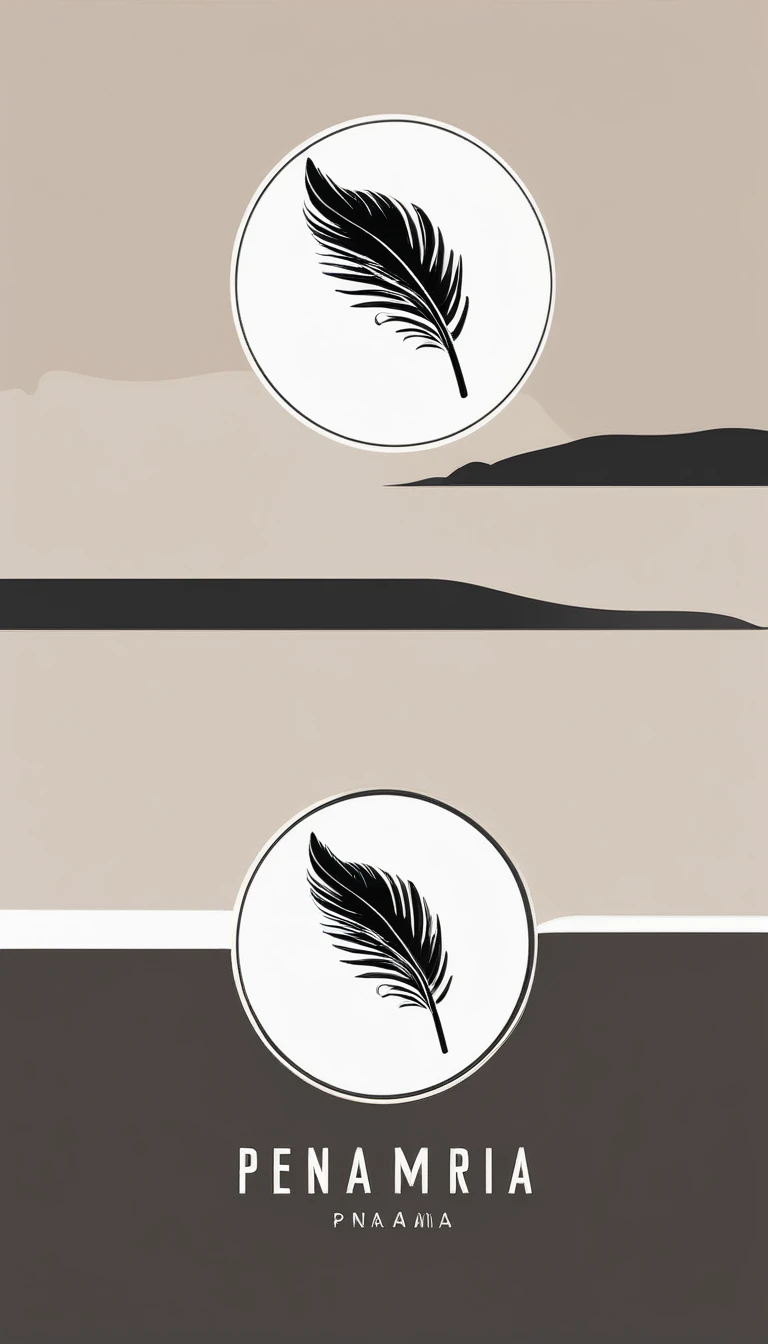 A minimal, modern, simple, cinematic logo design for the brand “Penamemoria". Create a modern, minimalistic, high-quality, logo of a bird feather
