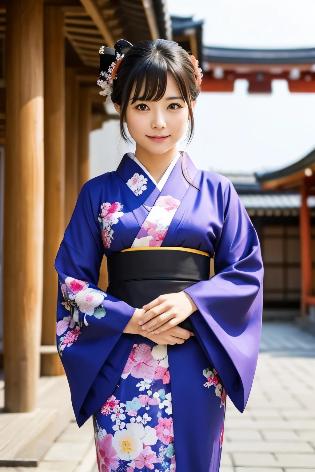 No background Japanese woman 20generation cute Concierge kimono I have nothing Front image