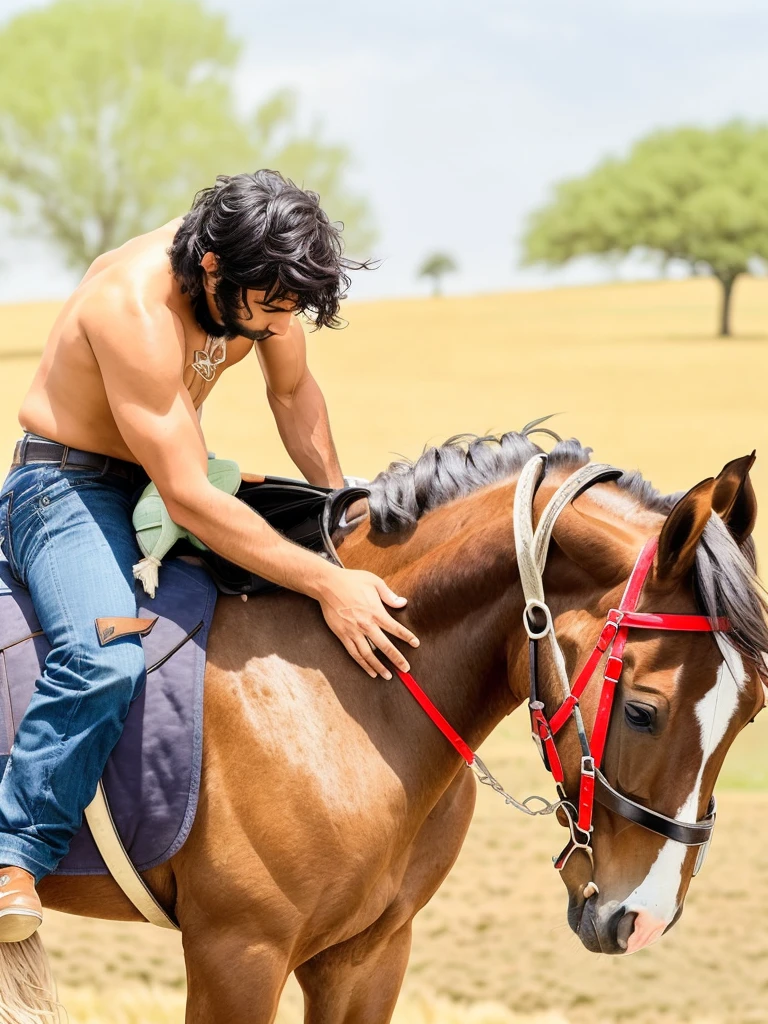 there is a man riding a horse in a field, mexican vaquero, riding a horse, riding horse, 👰 🏇 ❌ 🍃, ride horse, on a horse, human torso on a horse body, 🐎🍑, the horse and his boy, horse rider, photo from behind of a cowboy, with horse driven, horse on top