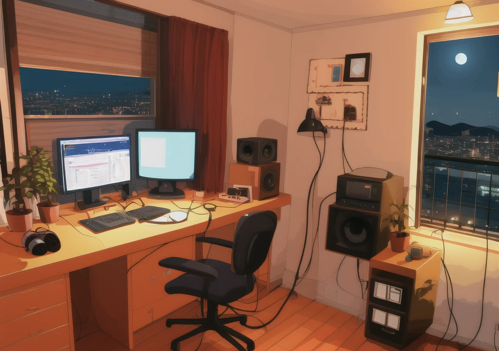 Night room,coffee,headphone,One Girl,computer,Lofi music,Chill