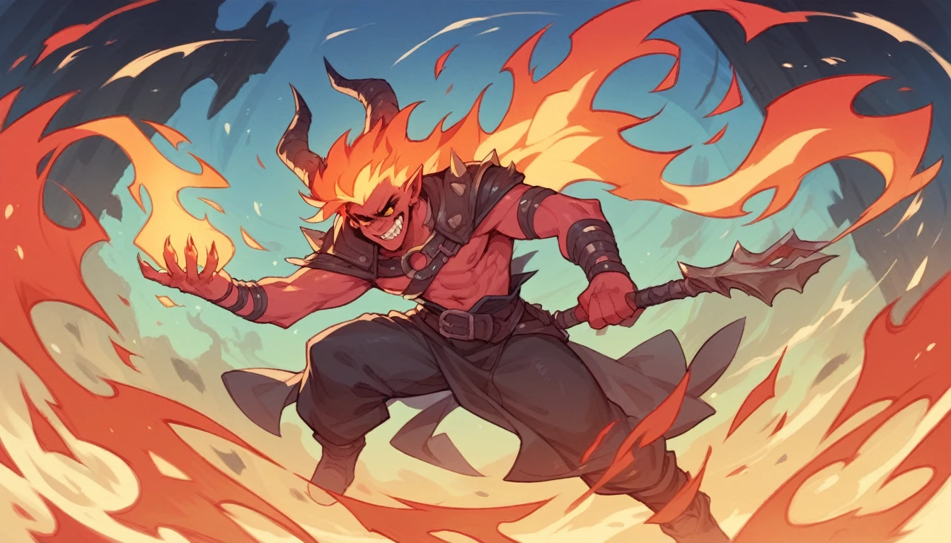 A demon that stared at humans with burning flames.