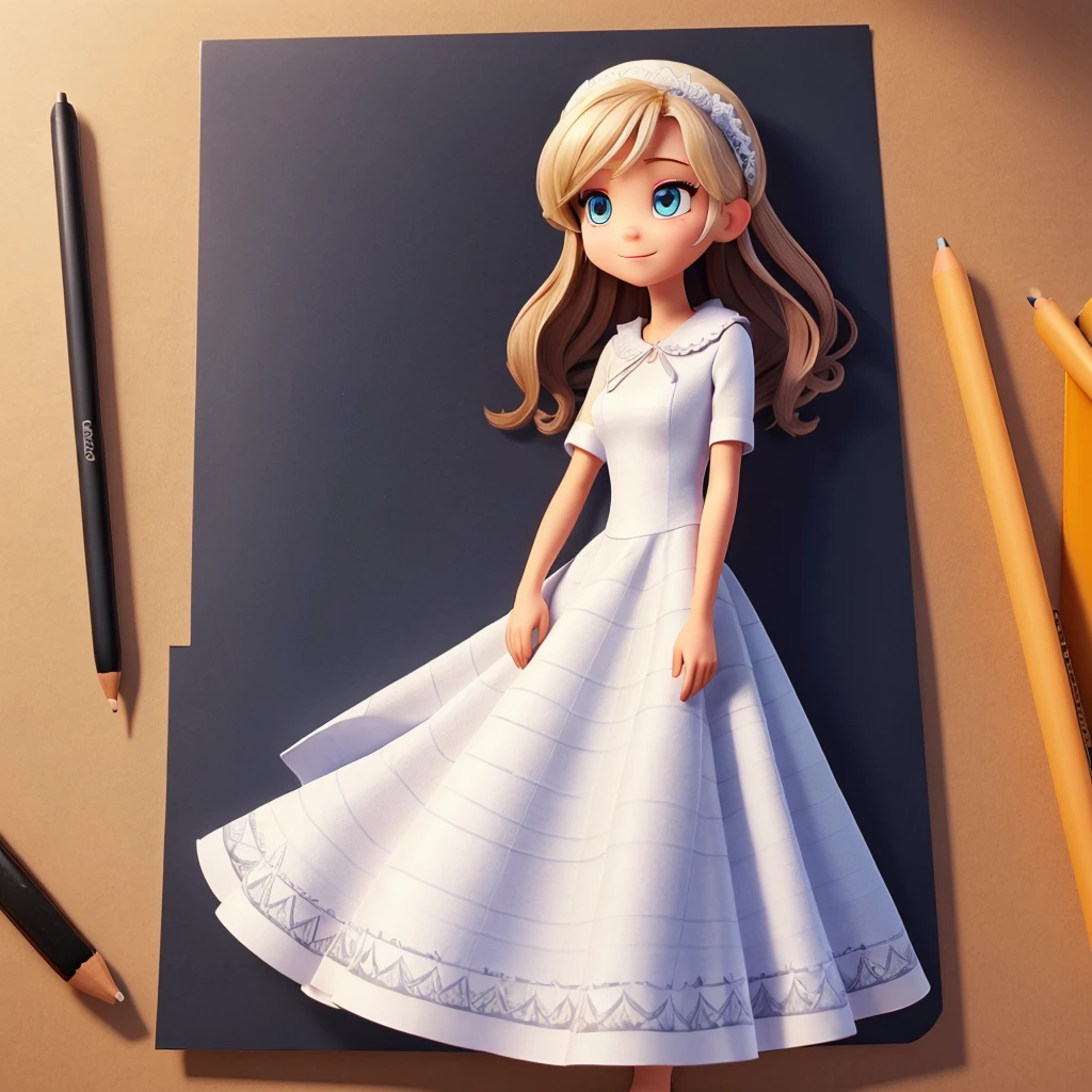 A drawing a dress on a paper