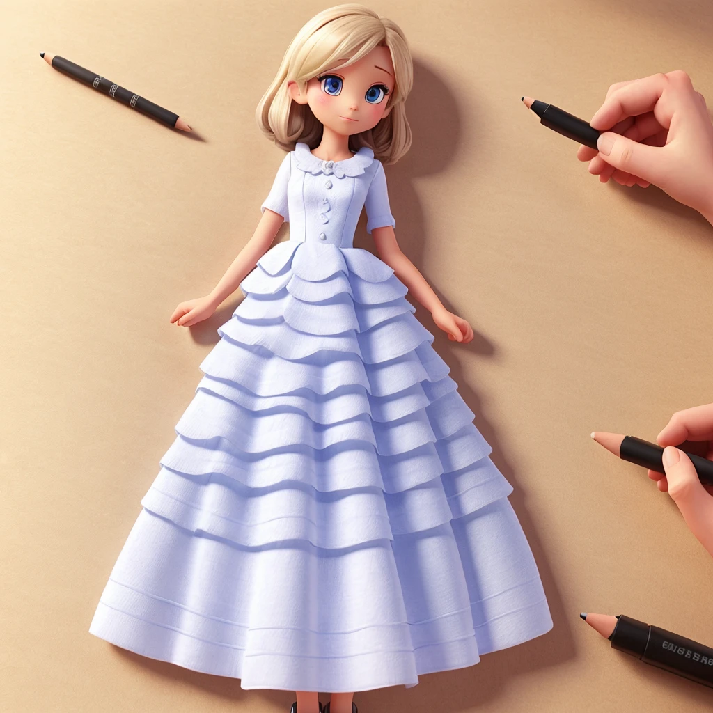 A drawing a dress on a paper