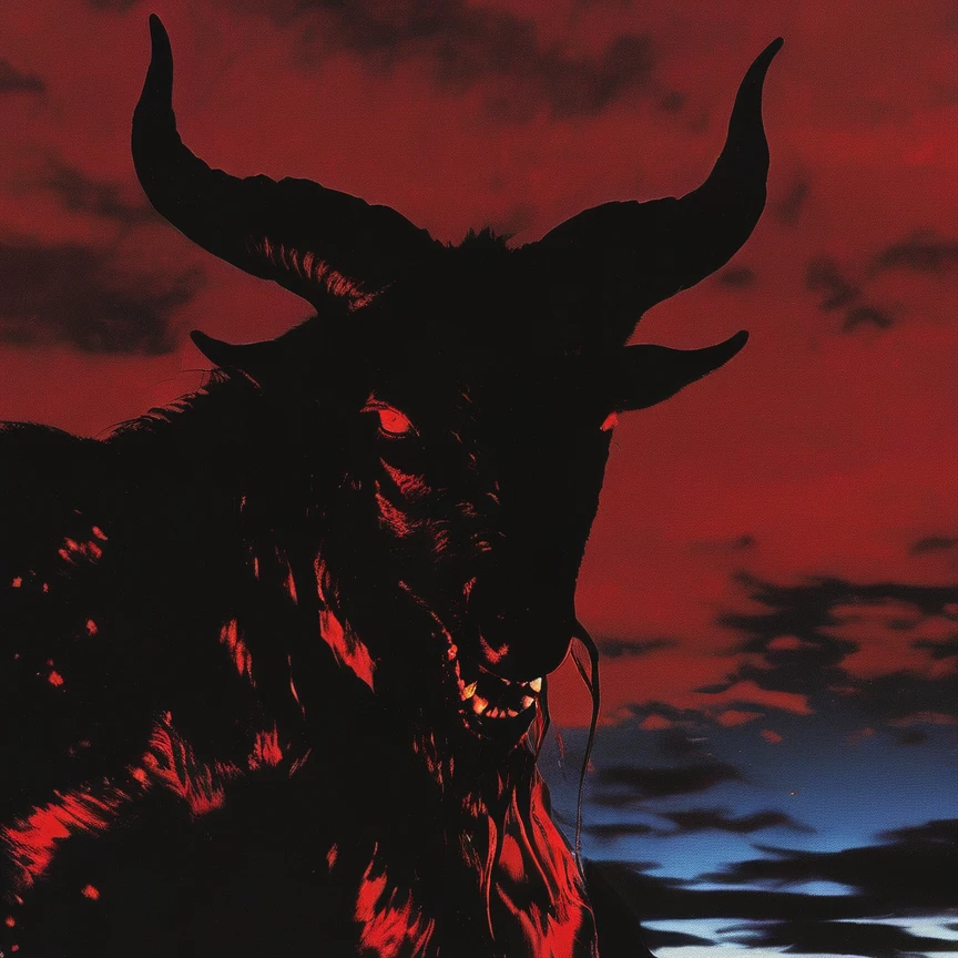 devil goat red sunset