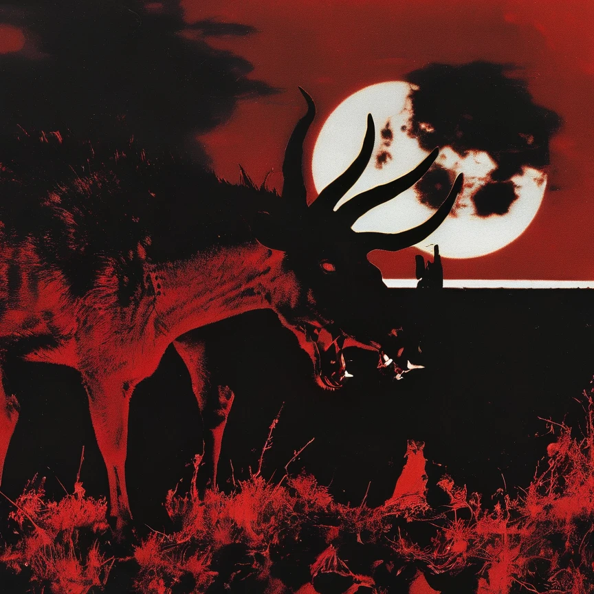 devil goat red sunset