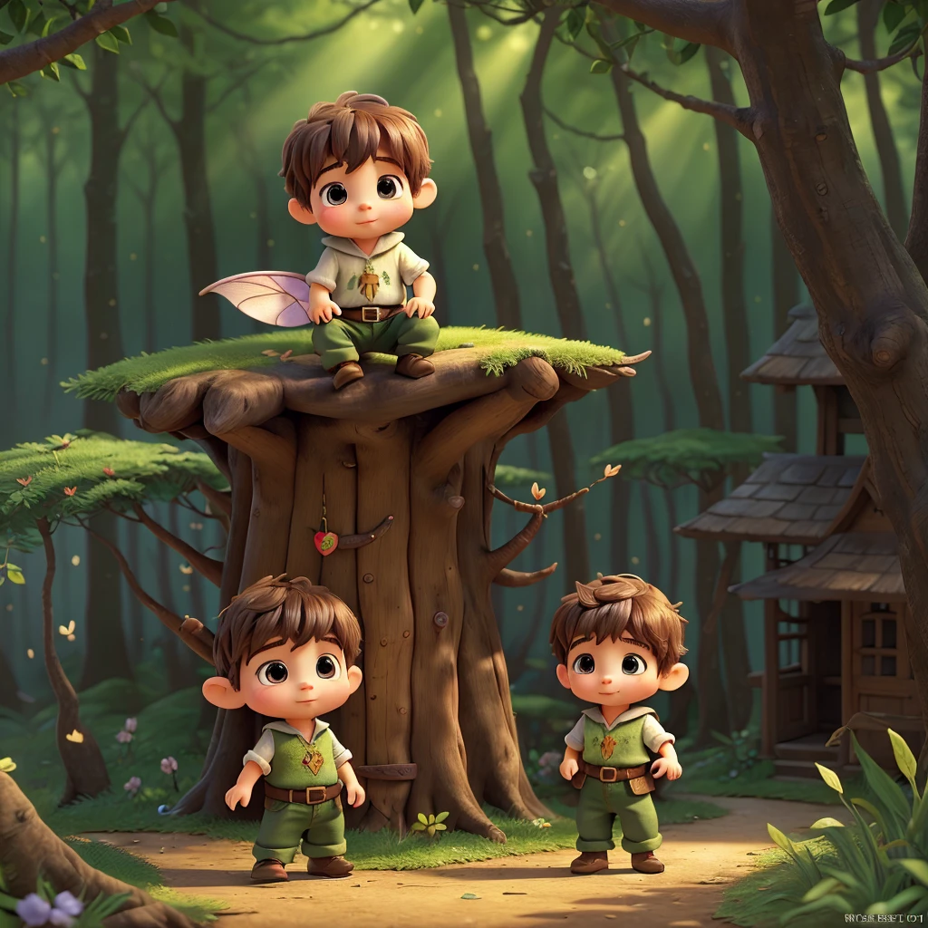 The world of fairy tale picture books、cover、Highest quality、(A little baby boy of one of the fairies who lives in the forest)very cute、((One fairy boy))