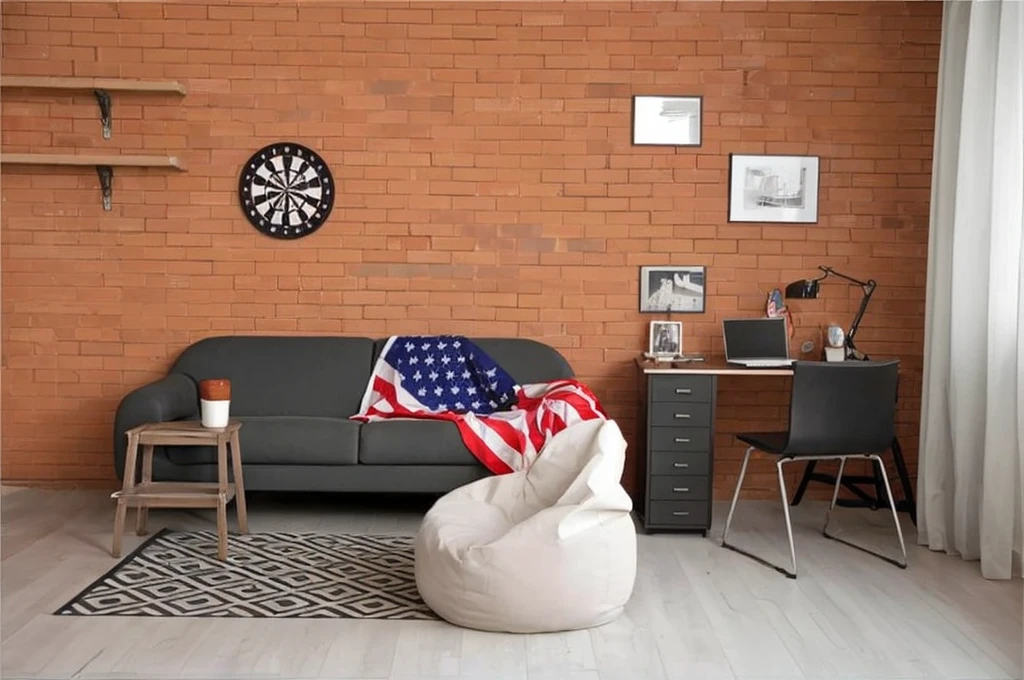 American-style red brick room