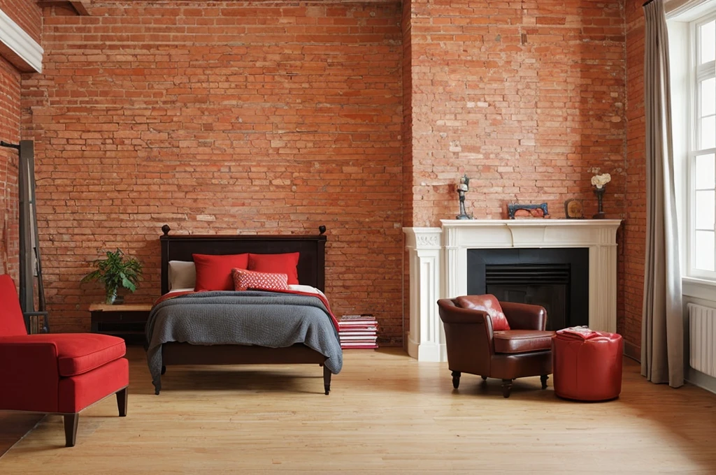 American-style red brick room