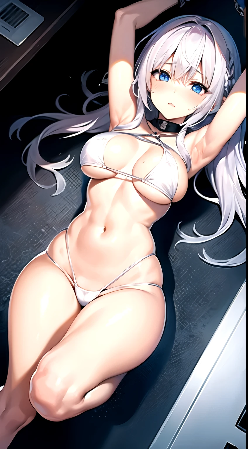 Female organ、whole body、onlyを見せて、sprawl、only、M-shaped legs、Yogurt permeates throughout the body、Adult Female Opening Leicester Piece、1 person、alone、Braiding、Torn clothes、handcuffs、chain on ankle、One belly button、tears、(Back arm:1.2)、shibari、rock、Heart-shaped pupils、ハンドweakness、weakness、broken toilets、