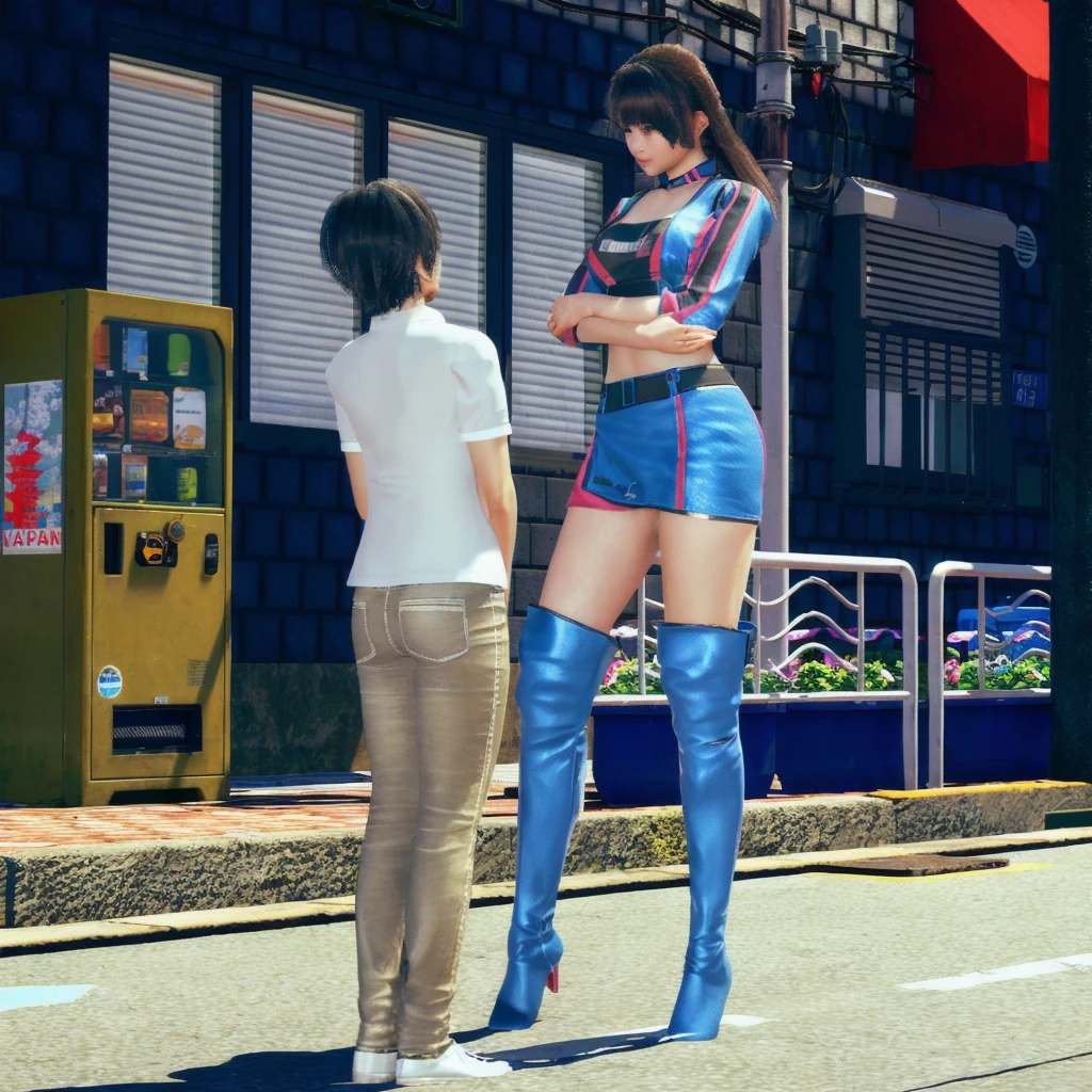 race queen, girl, short man, 