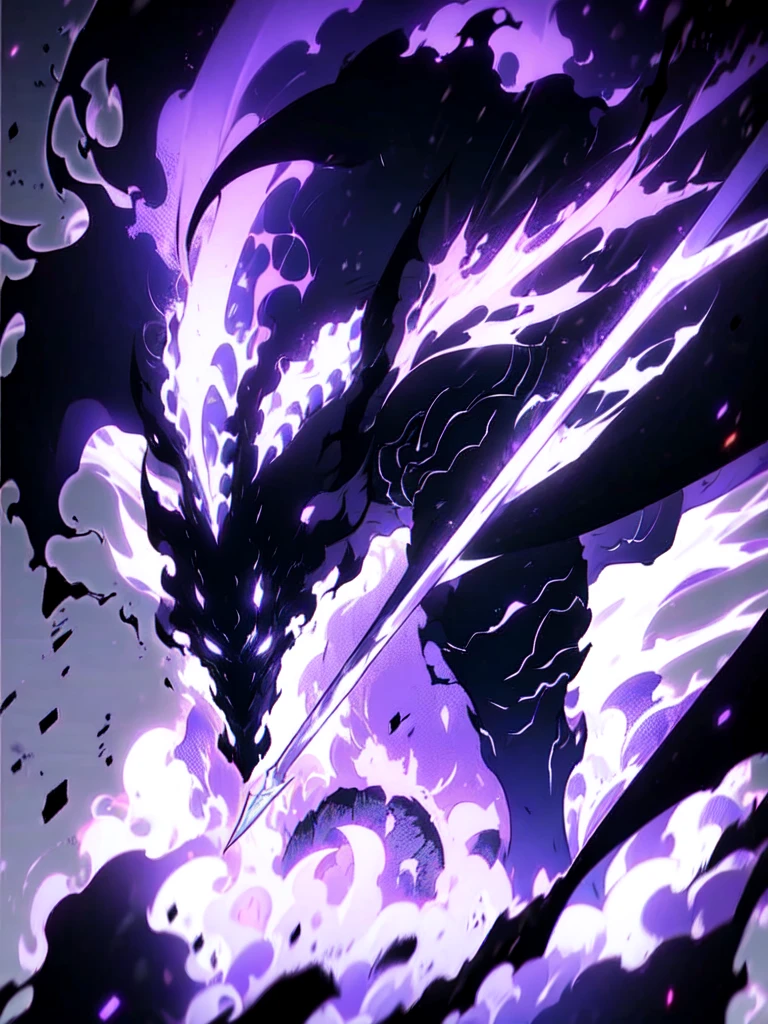 Closeup of a knight with a purple and black wyvern on dark background, standing with a sword, soft skin, furry, unchanged background, completely purple, league of legends concept art, official splash art, fist game concept art, splash art, , League of Legends splash art, league of legends art style