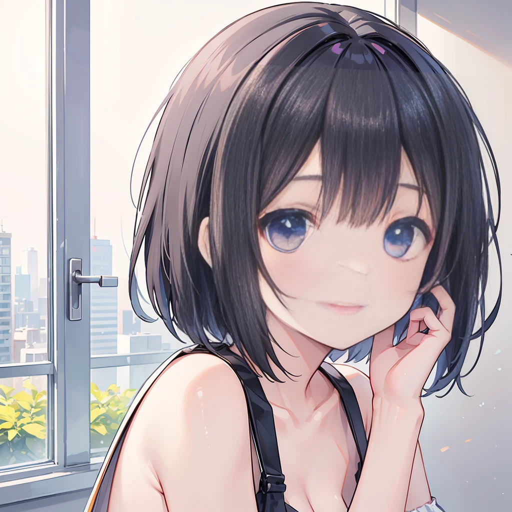 Photorealistic、Highest quality、Highest Resolution、Highest quality、8K、One beautiful woman、Bob Cut Hair、smile、Close-up of face、