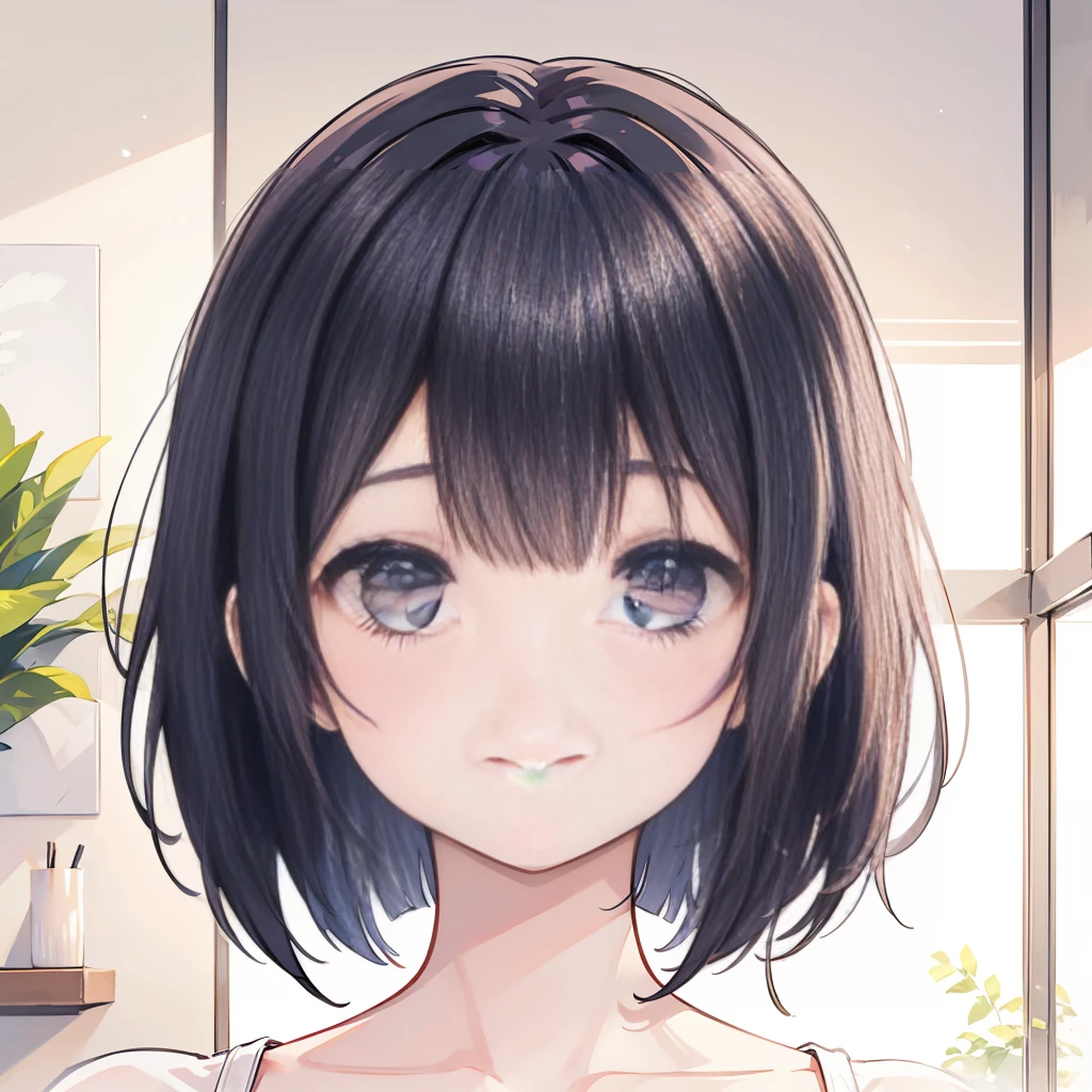 Photorealistic、Highest quality、Highest Resolution、Highest quality、８Ｋ、One beautiful woman、Bob Cut Hair、smile、Close-up of face、