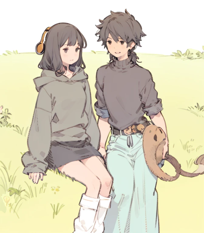Two girls. First girl in left, tan skin, black eyes, black hair with medium hair with bangs with headphones. Second girl in right, long black hair in ponytail with no fringes, black eyes, fair skin.