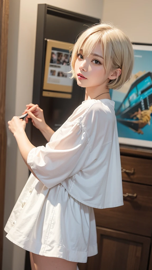 ((Highest quality、8K、masterpiece:1.3))、Sharp focus:1.2、Perfect beauty:1.4、Winters:1.2、((Creative Hair:1.8))、(short hair:1.8)、(Modern Style:1.2)、High resolution face and skin textures、I目を細めた.、double eyelid、Black Hair、winter outside background、avert your eyes、Design Hair、(Dim lighting:1.8)、Cowboy Shot、It looks cold、(Works like a single page of VOGE:1.8)、Hair blowing in a strong wind、Natural Makeup、(whitish bleached hair:1.5)、Nostalgic depiction、(Light bangs:1.7)、、(1 female:1.5)、gray、Side Shot、I'I've never seen this、nsfw, (spread pussy:1.3)
