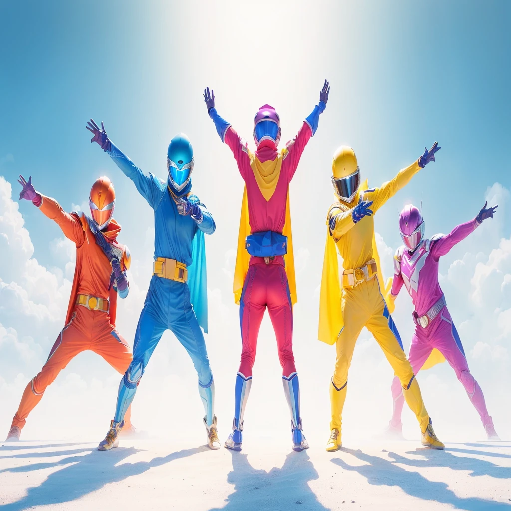 People in colorful costumes々Arabic style image of a group of, Power Rangers film, Vibrant fan art, Power Rangers, Movie promotional images, the secret seventh Power Ranger, Colorful uniforms, Promotional Art, Promotional Art, Daft Punk's Shovel Knight, The Best of Adobe Stock, Power Ranger, Totally extreme, Daft punk style, Promotional Images, Vibrant and dynamic, vibrant and powerful