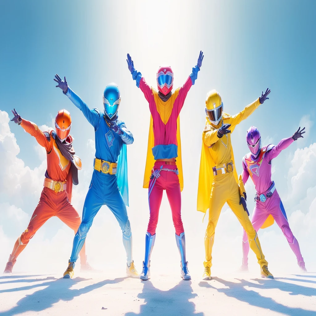 People in colorful costumes々Arabic style image of a group of, Power Rangers film, Vibrant fan art, Power Rangers, Movie promotional images, the secret seventh Power Ranger, Colorful uniforms, Promotional Art, Promotional Art, Daft Punk&#39;s Shovel Knight, The Best of Adobe Stock, Power Ranger, Totally extreme, Daft punk style, Promotional Images, Vibrant and dynamic, vibrant and powerful